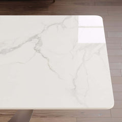 Modern Glossy White Sintered Stone Dining Table - Seats 6