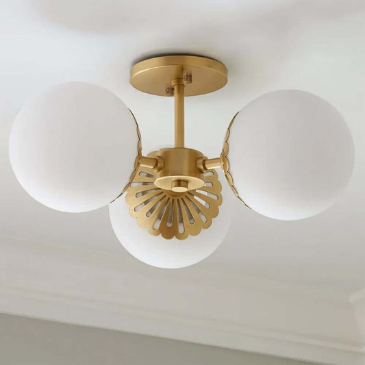 Modern Gold 3-Light Globe Semi Flush Mount Ceiling Light Fixture Main Product Image