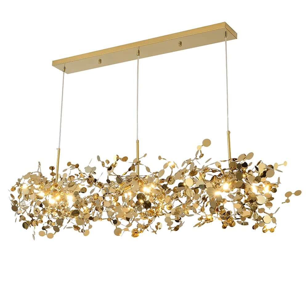 Modern Gold 3-Light Stainless Steel Pendant Chandelier for Dining Room