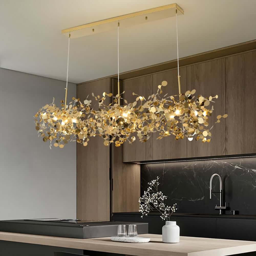 Modern Gold 3-Light Stainless Steel Pendant Chandelier for Dining Room