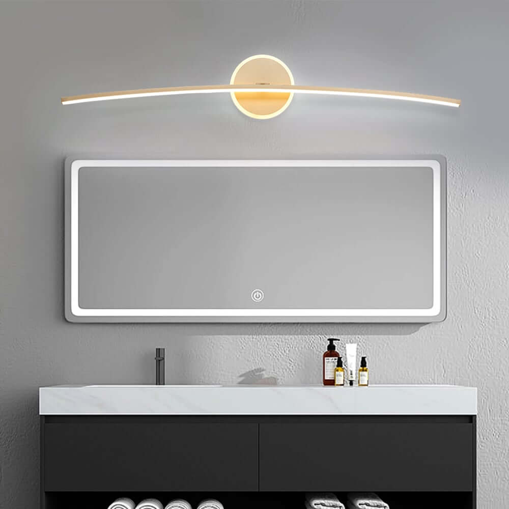 Modern Gold Aluminum 2-Light LED Flush Mount Bathroom Wall Light