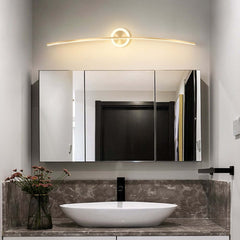 Modern Gold Aluminum 2-Light LED Flush Mount Bathroom Wall Light