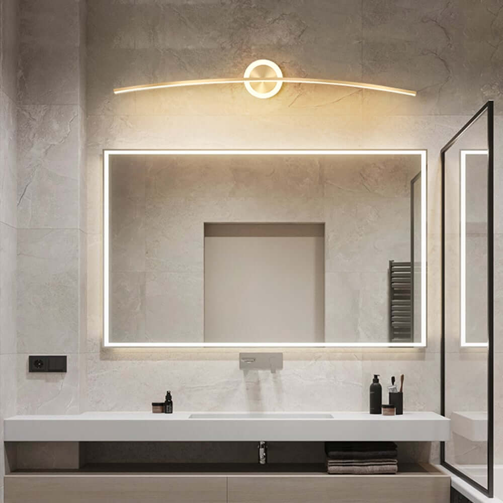 Modern Gold Aluminum 2-Light LED Flush Mount Bathroom Wall Light Main Product Image