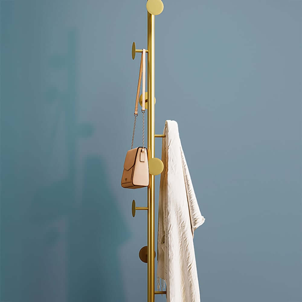 Modern Gold and Black Freestanding Coat Rack with Faux Marble Base