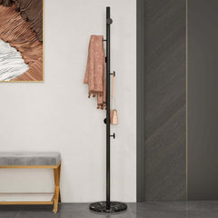 Modern Gold and Black Freestanding Coat Rack with Faux Marble Base