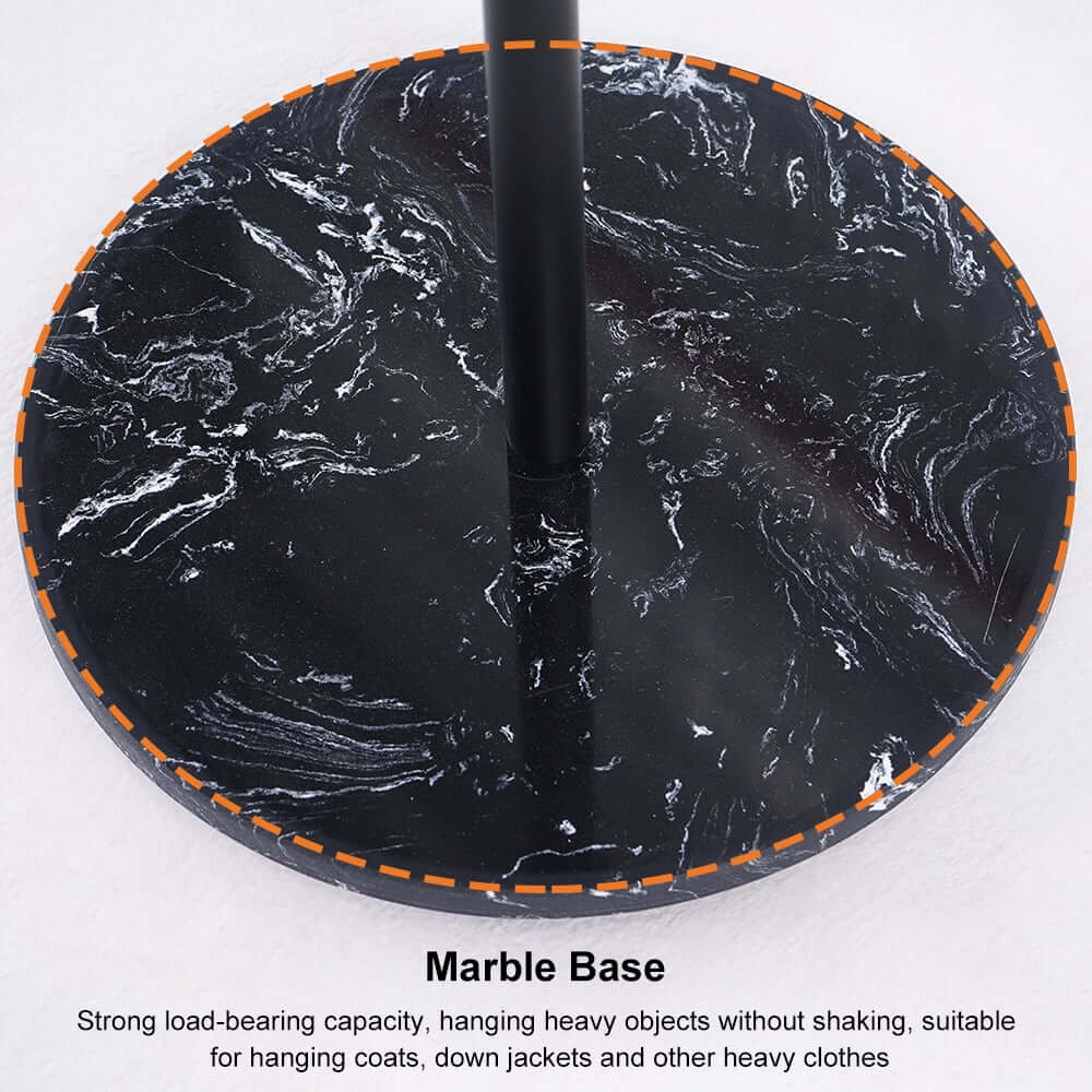 Modern Gold and Black Freestanding Coat Rack with Faux Marble Base