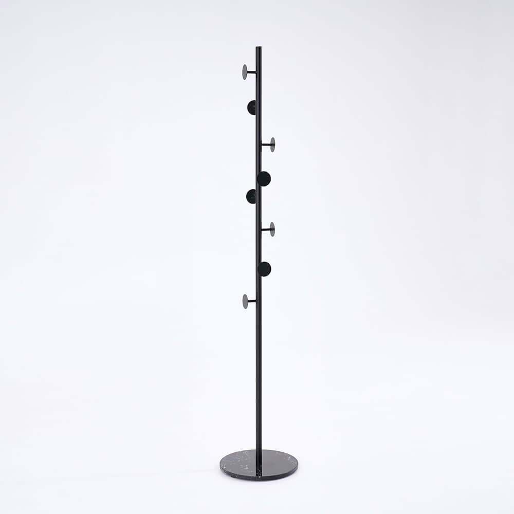 Modern Gold and Black Freestanding Coat Rack with Faux Marble Base