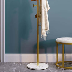 Modern Gold and Black Freestanding Coat Rack with Faux Marble Base