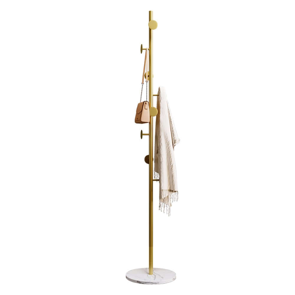 Modern Gold and Black Freestanding Coat Rack with Faux Marble Base