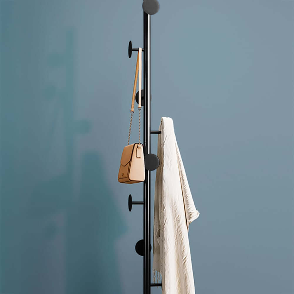 Modern Gold and Black Freestanding Coat Rack with Faux Marble Base