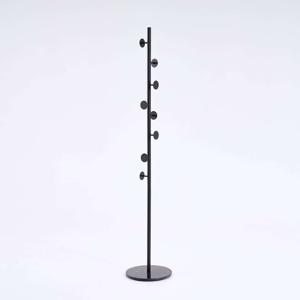 Modern Gold and Black Freestanding Coat Rack with Faux Marble Base