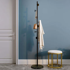 Modern Gold and Black Freestanding Coat Rack with Faux Marble Base Main Product Image