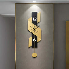 Modern Gold and Black Iron Wall Clock with Abstract Sculptural Design
