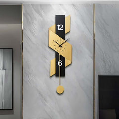 Modern Gold and Black Iron Wall Clock with Abstract Sculptural Design