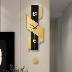 Modern Gold and Black Iron Wall Clock with Abstract Sculptural Design Main Product Image