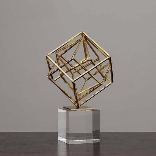 Modern Gold and Crystal Abstract Sculpture for Living Room Decor Main Product Image