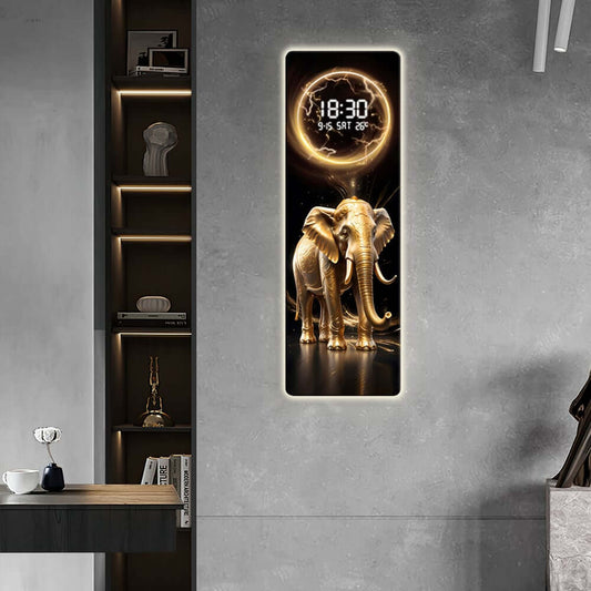 Modern Gold & Black MDF Wall Clock with LED Backlighting