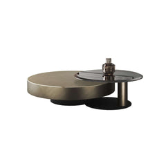 Modern Gold & Black Round Nesting Coffee Tables Set