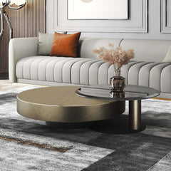 Modern Gold & Black Round Nesting Coffee Tables Set