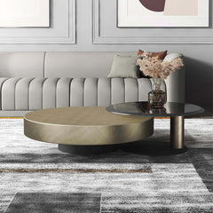 Modern Gold & Black Round Nesting Coffee Tables Set