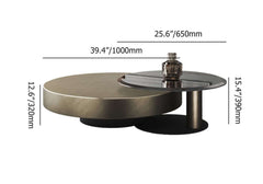 Modern Gold & Black Round Nesting Coffee Tables Set Dimensions