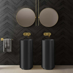 Modern Gold & Black Stainless Steel Freestanding Pedestal Sink