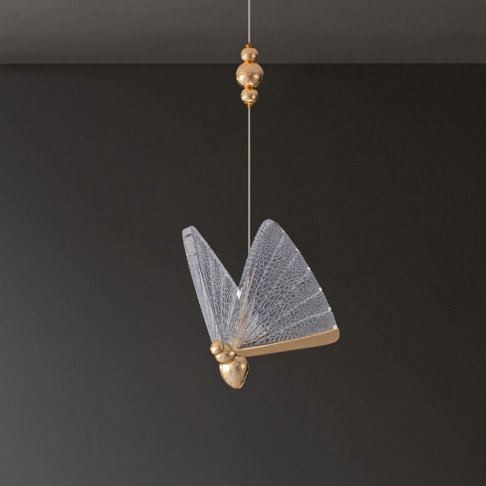 Modern Gold Butterfly Pendant Light with Adjustable Height