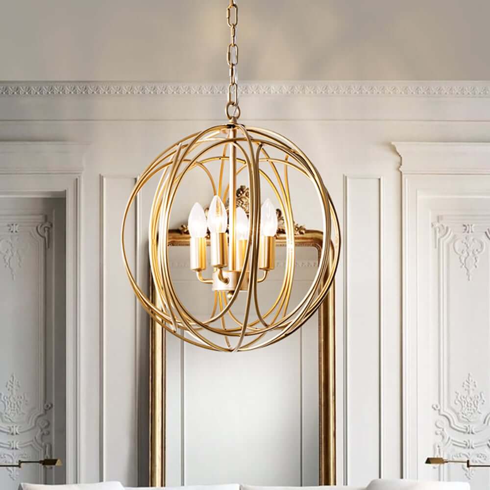 Modern Gold Candle-Style Chandelier with Adjustable Height