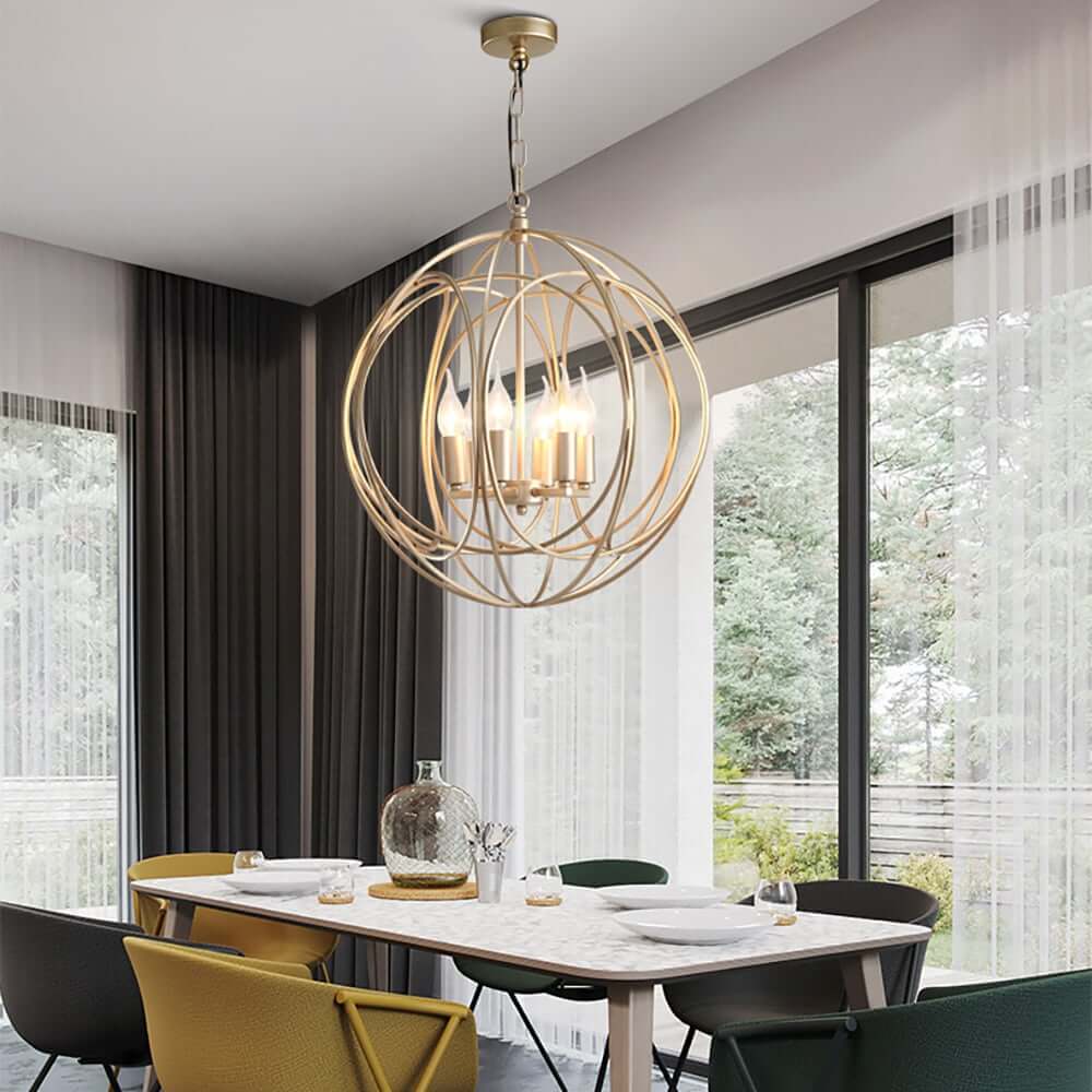 Modern Gold Candle-Style Chandelier with Adjustable Height