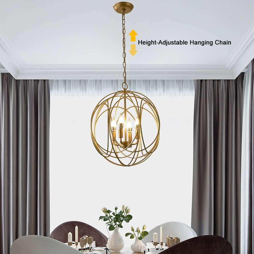 Modern Gold Candle-Style Chandelier with Adjustable Height