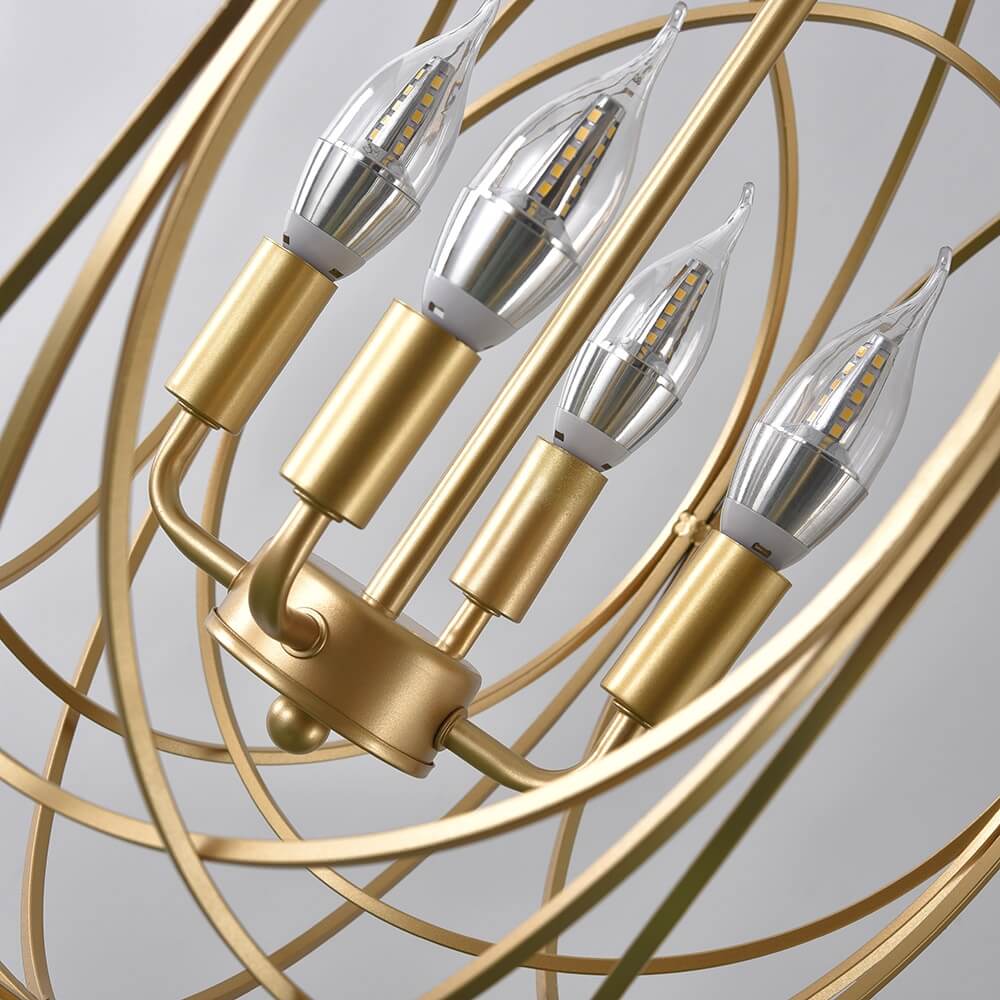 Modern Gold Candle-Style Chandelier with Adjustable Height