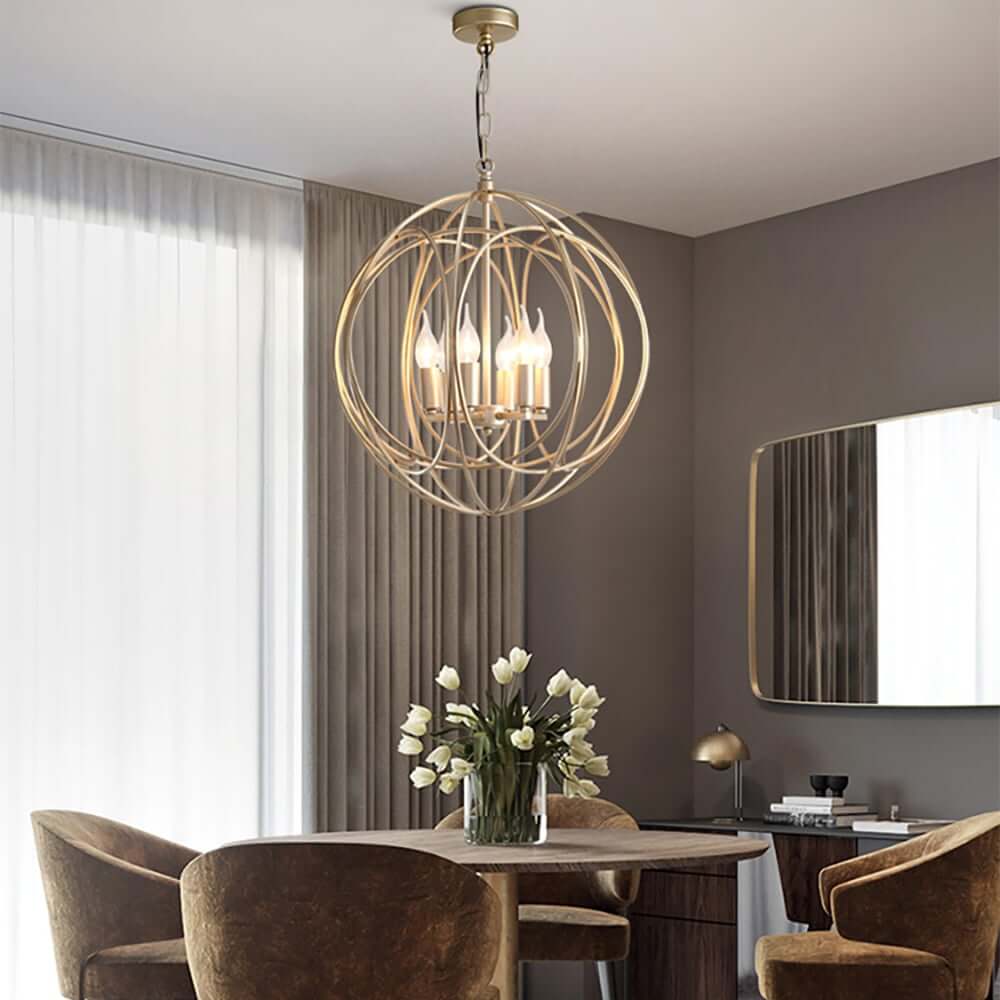 Modern Gold Candle-Style Chandelier with Adjustable Height