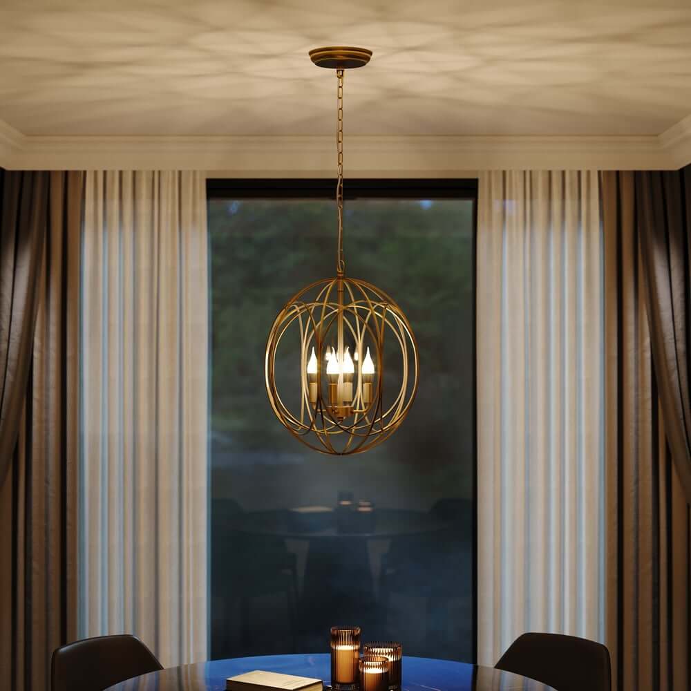 Modern Gold Candle-Style Chandelier with Adjustable Height