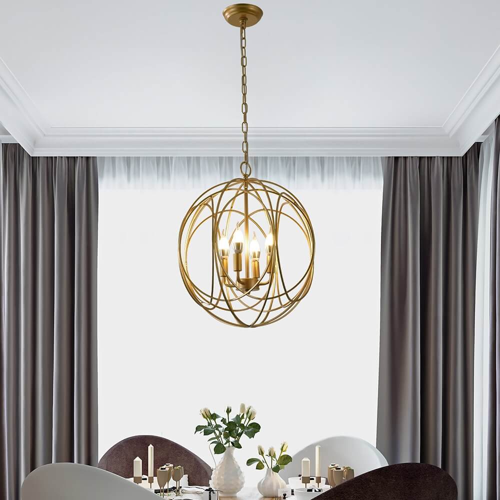 Modern Gold Candle-Style Chandelier with Adjustable Height Main Product Image