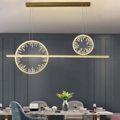 Modern Gold Crystal Linear Pendant Chandelier for Kitchen Island