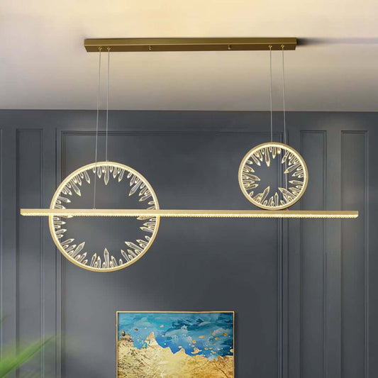 Modern Gold Crystal Linear Pendant Chandelier for Kitchen Island Main Product Image