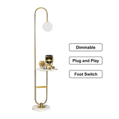 Modern Gold Faux Marble Floor Lamp with Glass Shade