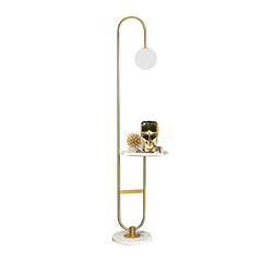 Modern Gold Faux Marble Floor Lamp with Glass Shade