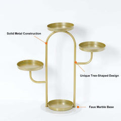Modern Gold Faux Marble Multi-Tiered Plant Stand Set