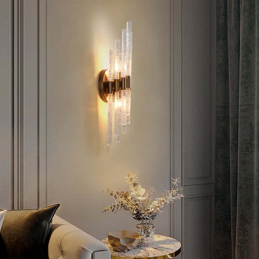 Modern Gold Flush Mount Wall Sconce with Clear Glass Shade