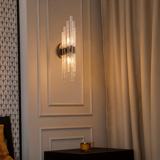 Modern Gold Flush Mount Wall Sconce with Clear Glass Shade Main Product Image