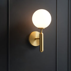 Modern Gold Glass Globe Wall Sconce - Hardwired Ambient Lighting Main Product Image