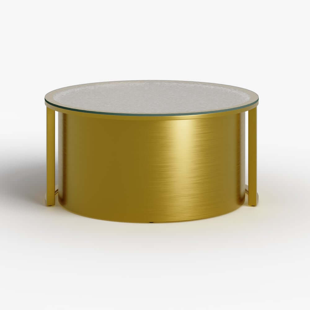 Modern Gold Glass Top Nesting Coffee Table Set