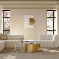 Modern Gold Glass Top Nesting Coffee Table Set