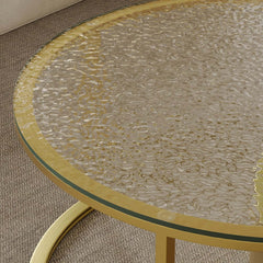 Modern Gold Glass Top Nesting Coffee Table Set