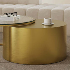 Modern Gold Glass Top Nesting Coffee Table Set