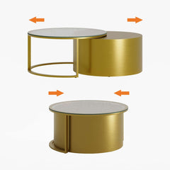 Modern Gold Glass Top Nesting Coffee Table Set