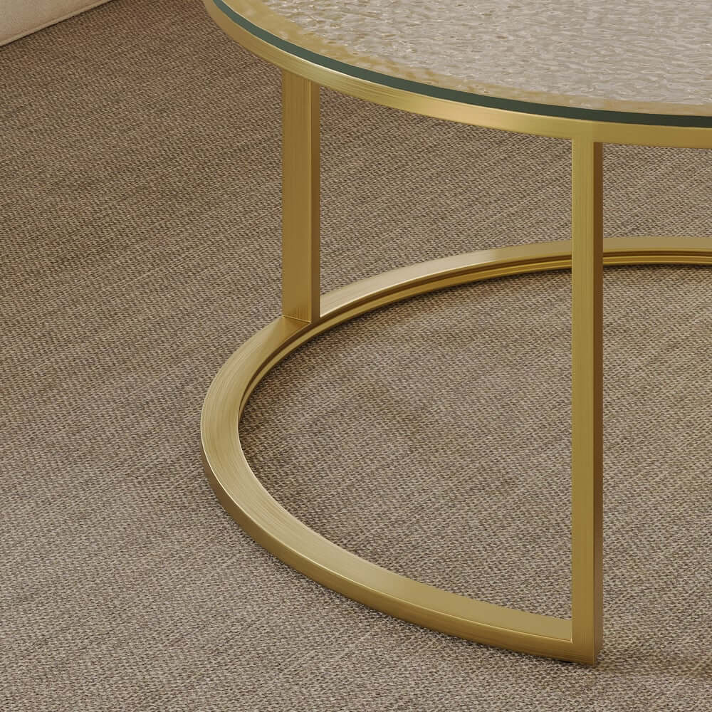 Modern Gold Glass Top Nesting Coffee Table Set