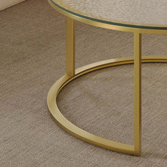 Modern Gold Glass Top Nesting Coffee Table Set