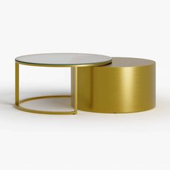 Modern Gold Glass Top Nesting Coffee Table Set